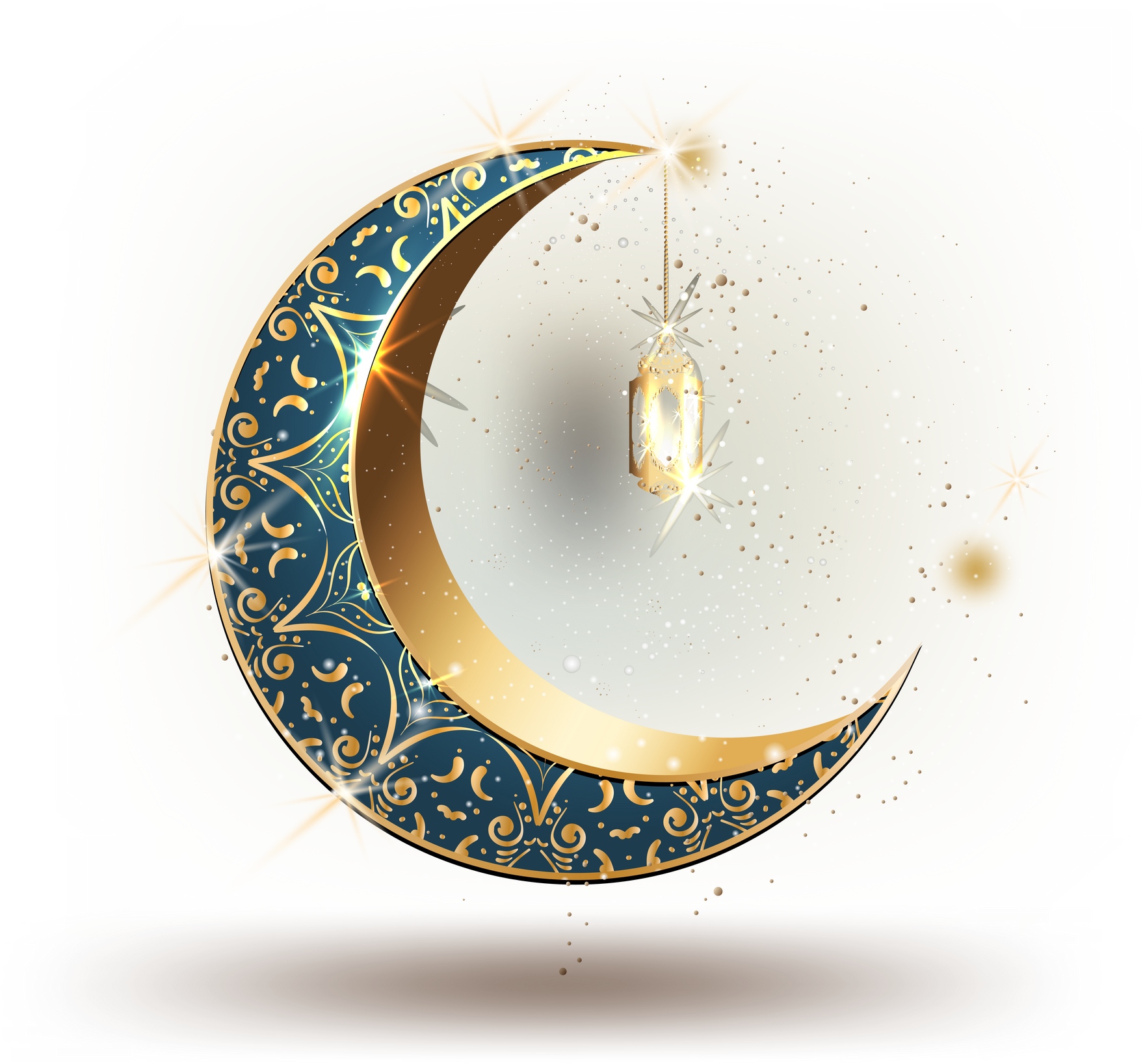 Ramadan Kareem,crescent moon gold 3D style